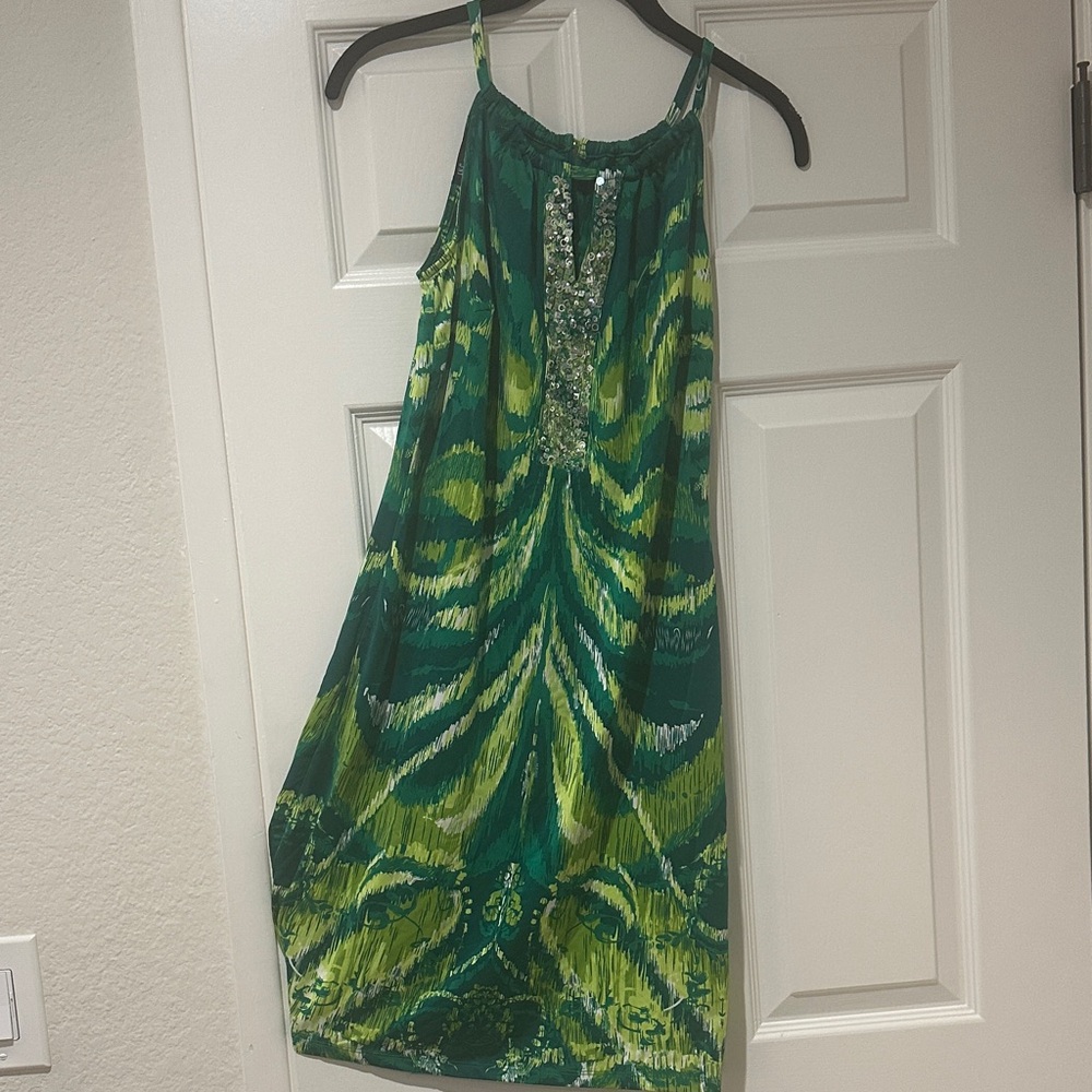 INC International Concepts Teal and Lime Dress